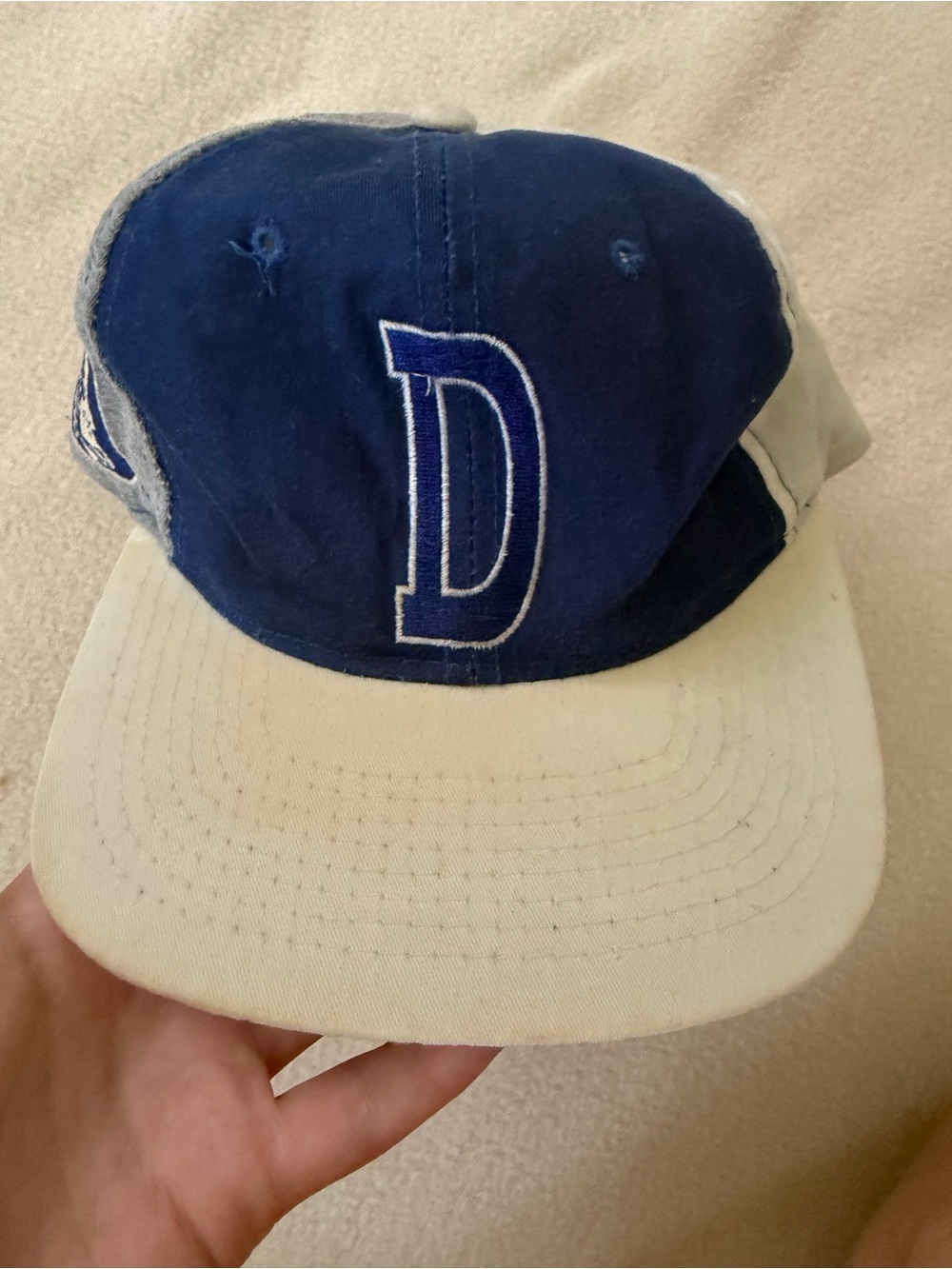 Vintage Starter "The Classic" Snapback Hat Cap Blue White Gray Letter D Korea